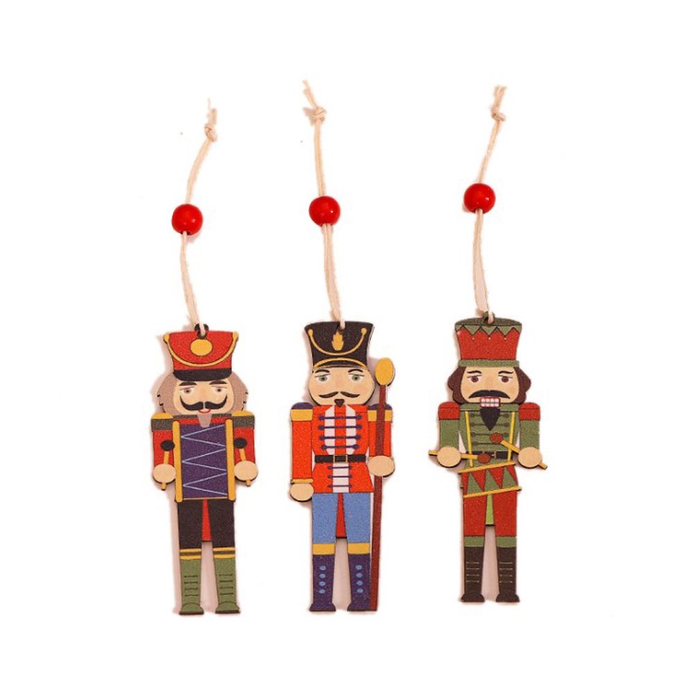 Christmas Tree Nutcracker Pendant Christmas Wood Walnut Soldier Hanging Decoration for Xmas Party Wall Fireplace Window - Image 1