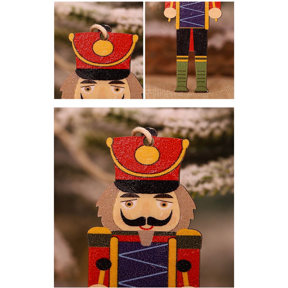 Christmas Tree Nutcracker Pendant Christmas Wood Walnut Soldier Hanging Decoration for Xmas Party Wall Fireplace Window - Image 4