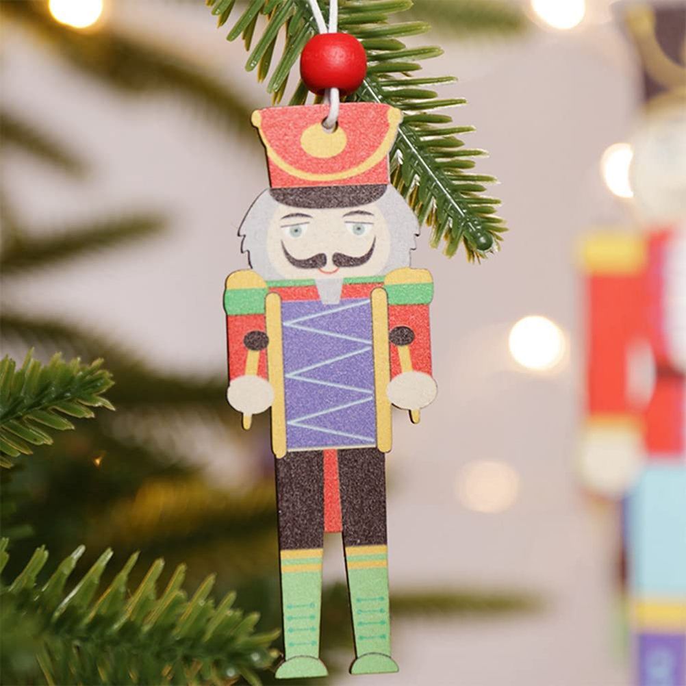 Christmas Tree Nutcracker Pendant Christmas Wood Walnut Soldier Hanging Decoration for Xmas Party Wall Fireplace Window - Image 5