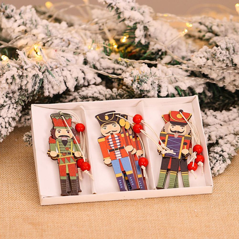 Christmas Tree Nutcracker Pendant Christmas Wood Walnut Soldier Hanging Decoration for Xmas Party Wall Fireplace Window - Image 6