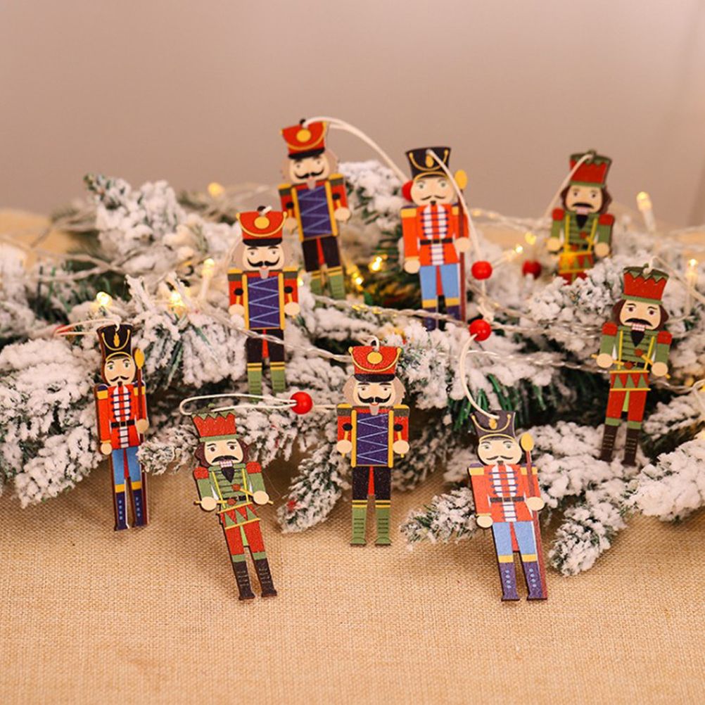 Christmas Tree Nutcracker Pendant Christmas Wood Walnut Soldier Hanging Decoration for Xmas Party Wall Fireplace Window - Image 7