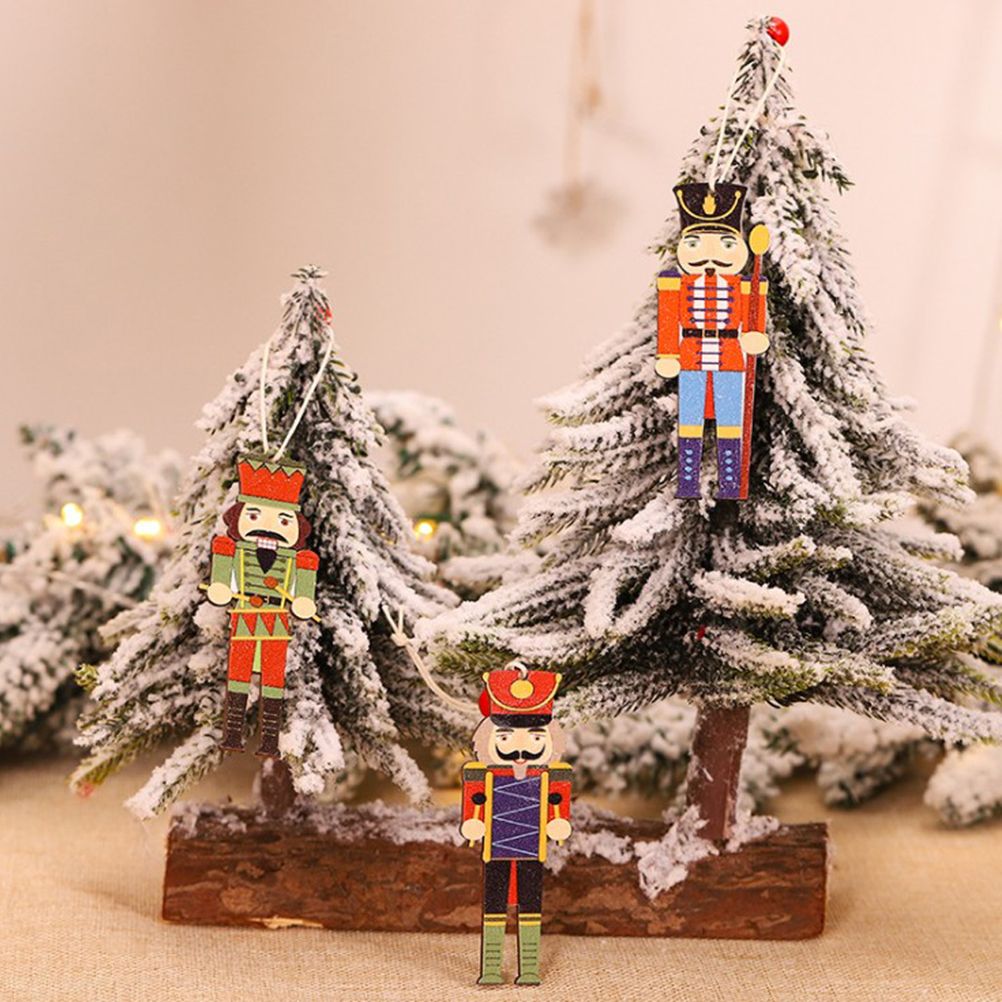 Christmas Tree Nutcracker Pendant Christmas Wood Walnut Soldier Hanging Decoration for Xmas Party Wall Fireplace Window - Image 8