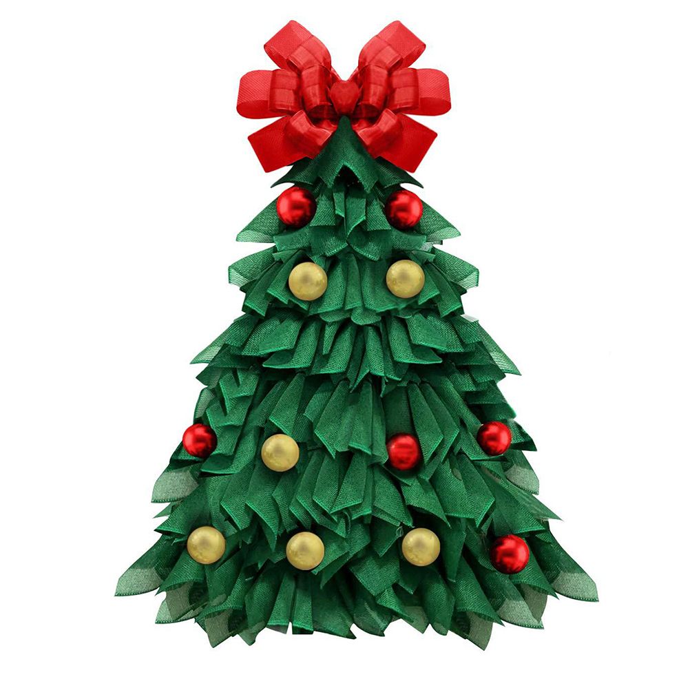 Christmas Wreath Handmade Xmas Tree Wreath Holiday Farmhouse Ornament Wreaths Decorations for Home Front Door Window - Image 1