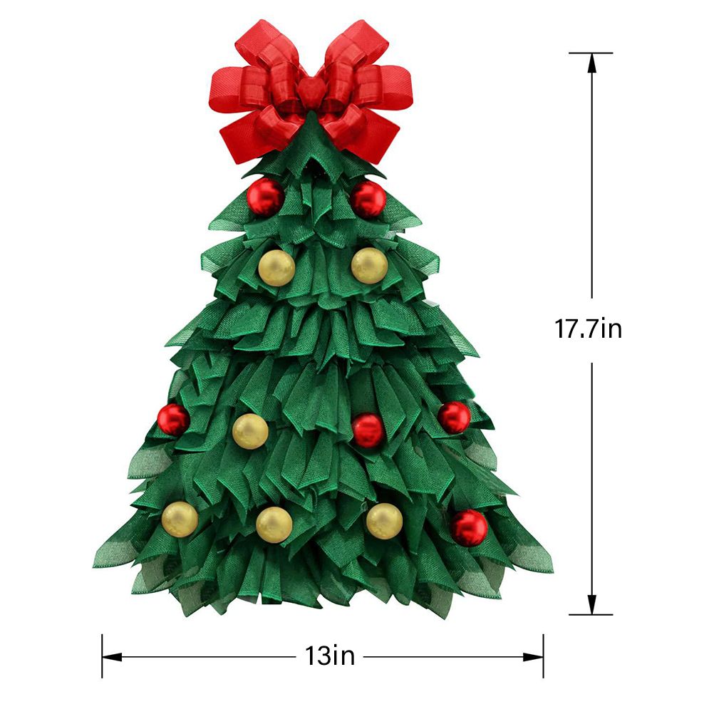 Christmas Wreath Handmade Xmas Tree Wreath Holiday Farmhouse Ornament Wreaths Decorations for Home Front Door Window - Image 2