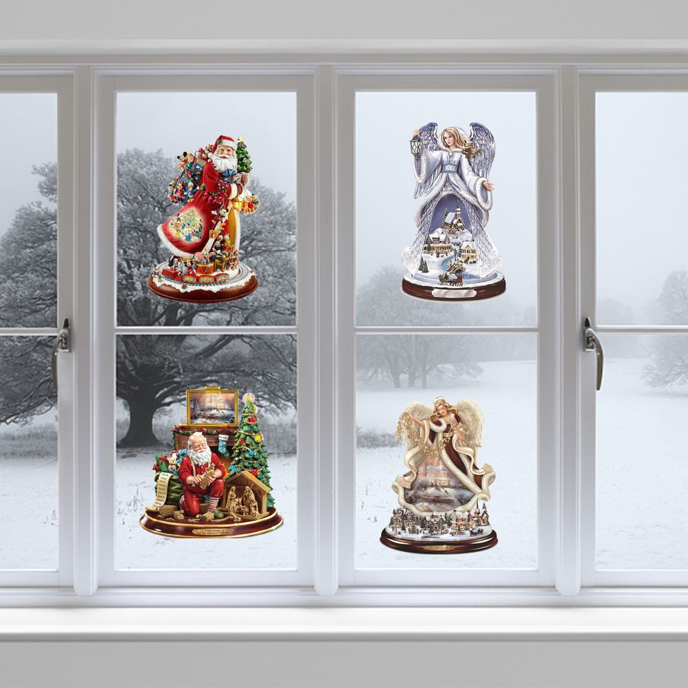 Christmas Santa Window Paste Stickers PVC Angel Merry Christmas Party Wall Stickers - Image 4