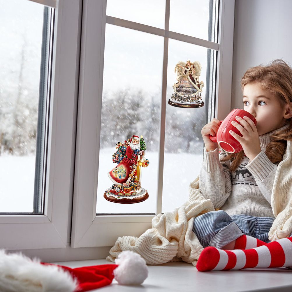 Christmas Santa Window Paste Stickers PVC Angel Merry Christmas Party Wall Stickers - Image 6