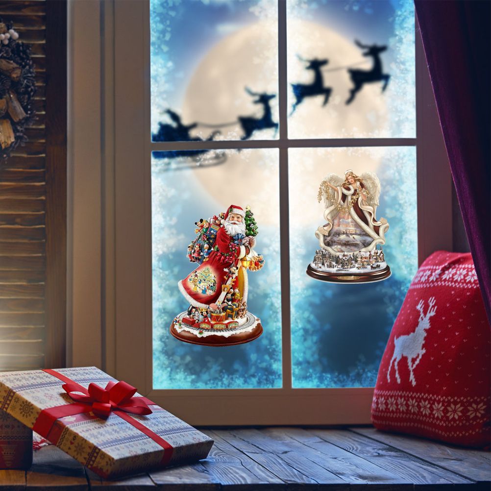Christmas Santa Window Paste Stickers PVC Angel Merry Christmas Party Wall Stickers - Image 5