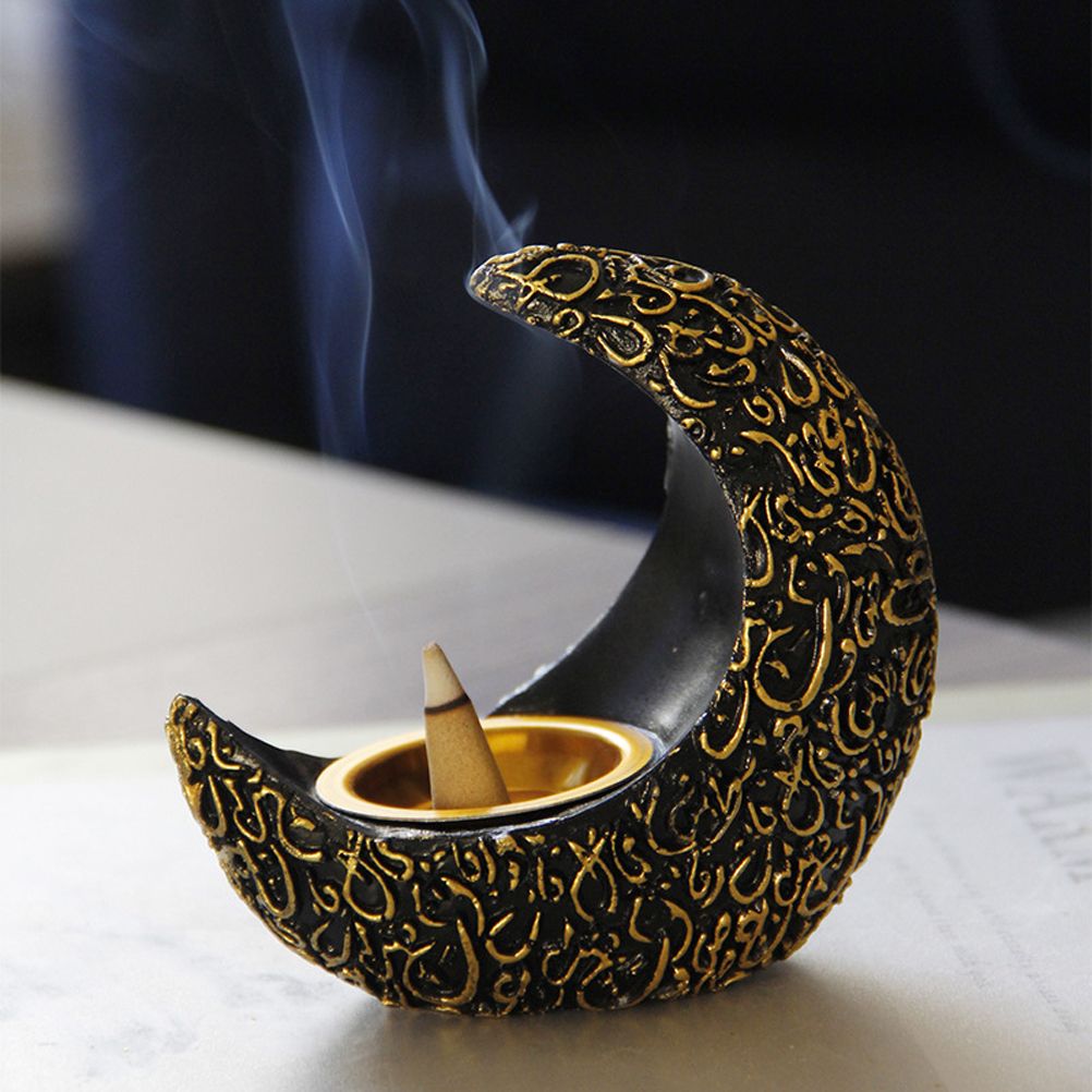 Incense Holder Moon Shape Aroma Stove Holder Resin Incense Holder Aromatherapy Stove Desktop Ornament Home Office Decor - Image 3