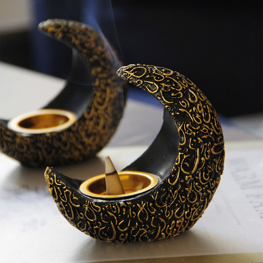 Incense Holder Moon Shape Aroma Stove Holder Resin Incense Holder Aromatherapy Stove Desktop Ornament Home Office Decor - Image 4