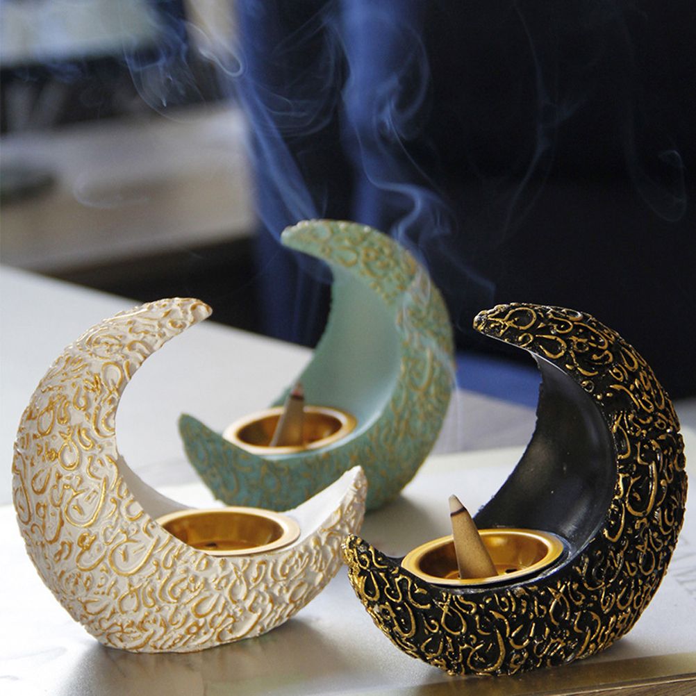 Incense Holder Moon Shape Aroma Stove Holder Resin Incense Holder Aromatherapy Stove Desktop Ornament Home Office Decor - Image 5