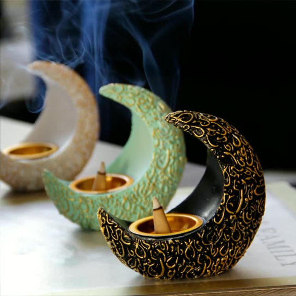 Incense Holder Moon Shape Aroma Stove Holder Resin Incense Holder Aromatherapy Stove Desktop Ornament Home Office Decor - Image 6