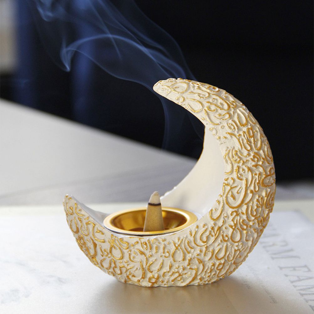 Incense Holder Moon Shape Aroma Stove Holder Resin Incense Holder Aromatherapy Stove Desktop Ornament Home Office Decor - Image 3