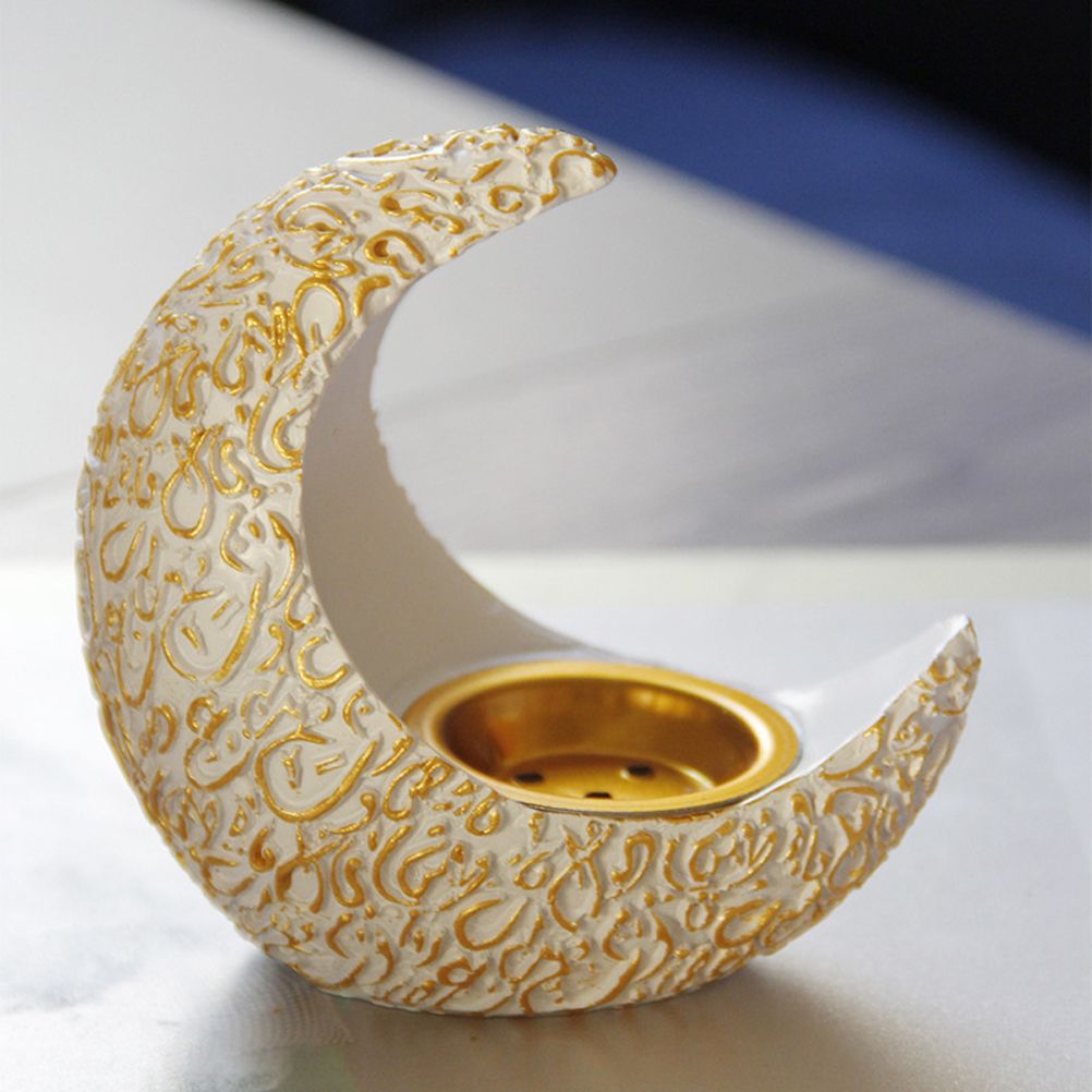 Incense Holder Moon Shape Aroma Stove Holder Resin Incense Holder Aromatherapy Stove Desktop Ornament Home Office Decor - Image 4