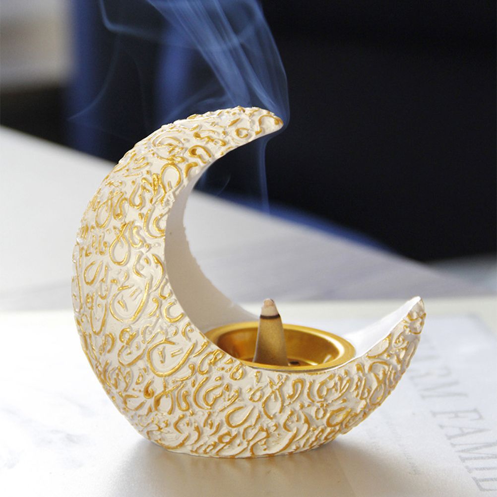 Incense Holder Moon Shape Aroma Stove Holder Resin Incense Holder Aromatherapy Stove Desktop Ornament Home Office Decor - Image 5