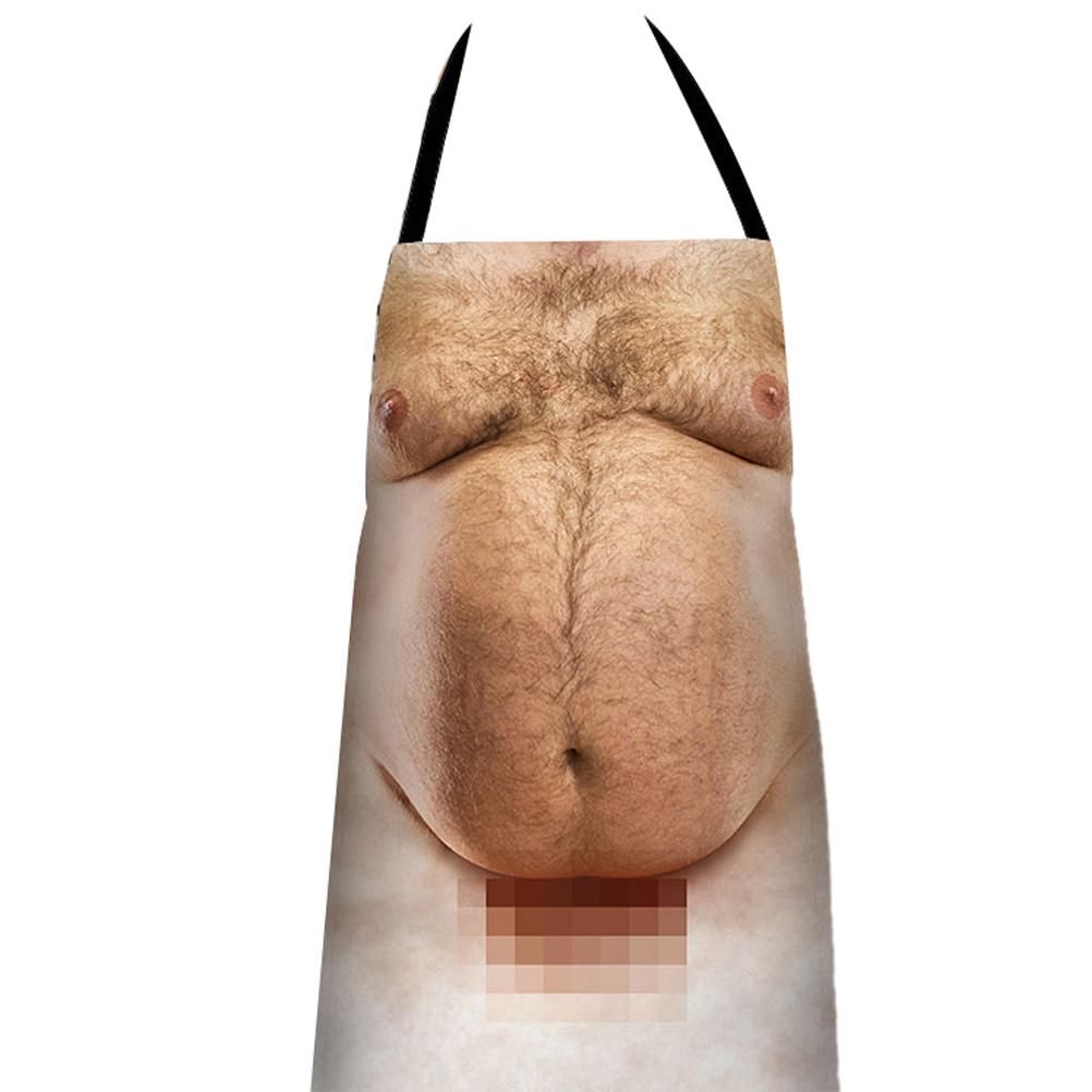 Funny Men Belly Cooking Aprons Kitchen Barbecue Funny Printing Aprons 3D Apron - Image 1