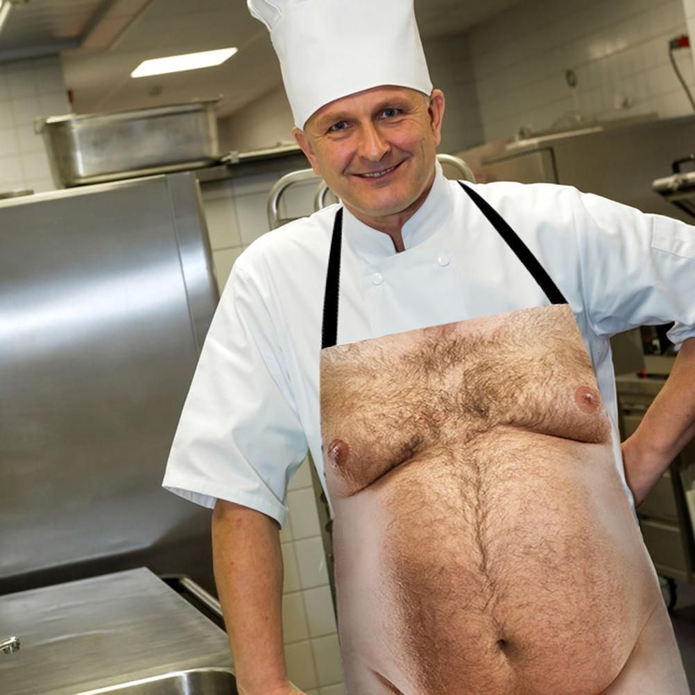Funny Men Belly Cooking Aprons Kitchen Barbecue Funny Printing Aprons 3D Apron - Image 3