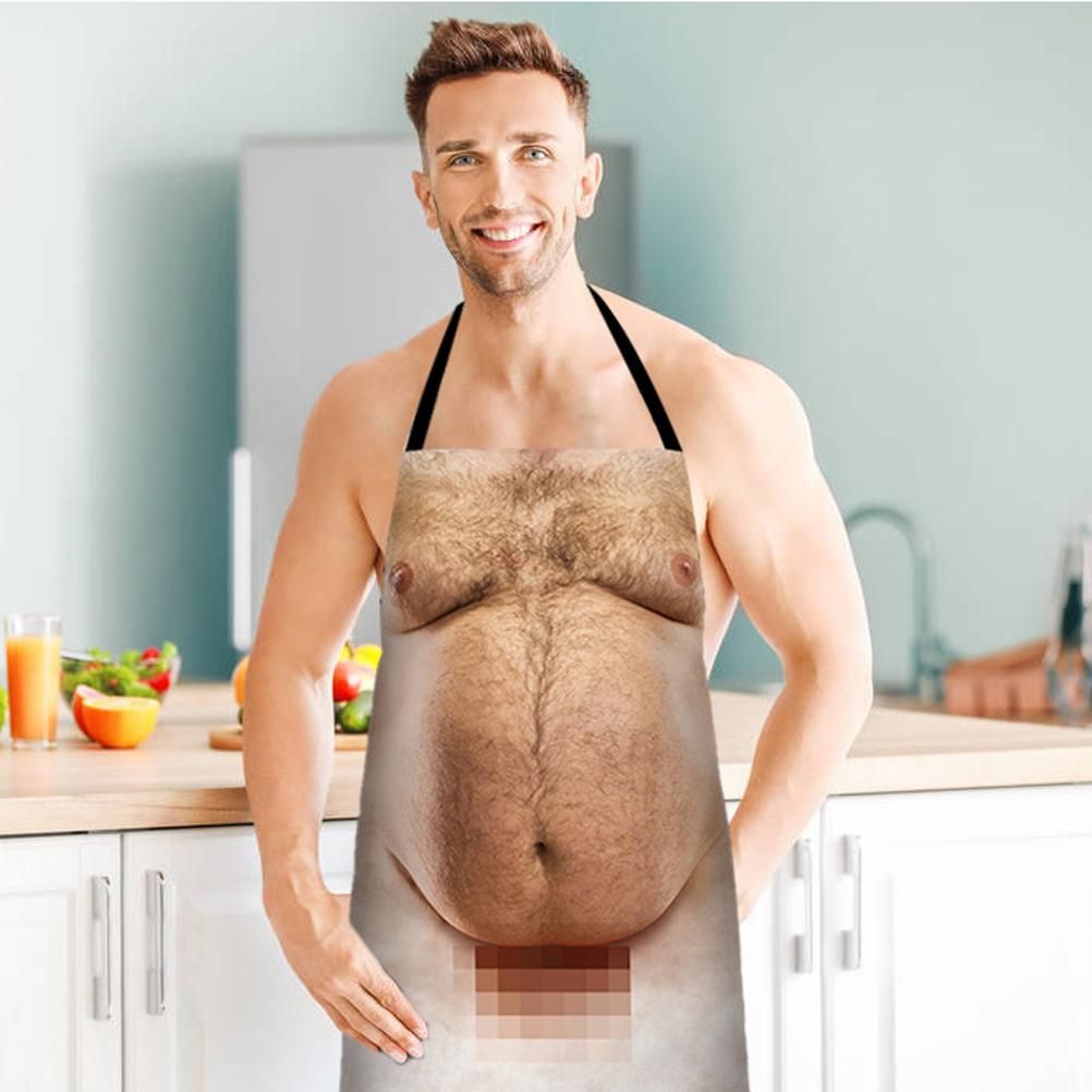 Funny Men Belly Cooking Aprons Kitchen Barbecue Funny Printing Aprons 3D Apron - Image 5
