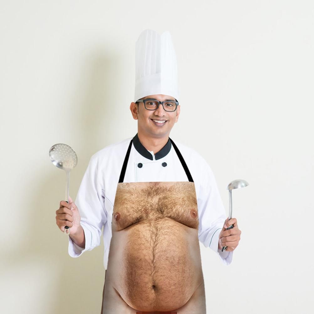 Funny Men Belly Cooking Aprons Kitchen Barbecue Funny Printing Aprons 3D Apron - Image 6