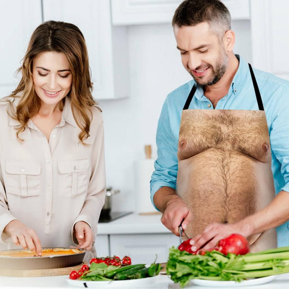Funny Men Belly Cooking Aprons Kitchen Barbecue Funny Printing Aprons 3D Apron - Image 8