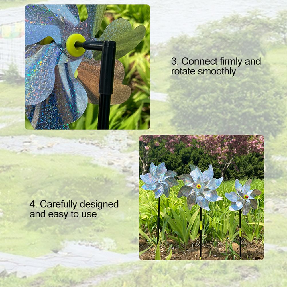 8Pcs Bird Repeller Pinwheel Reflective Garden Plant Flower Bird Repellent Windmill Garden Decoration - Image 3