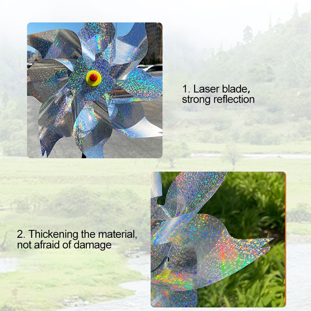 8Pcs Bird Repeller Pinwheel Reflective Garden Plant Flower Bird Repellent Windmill Garden Decoration - Image 4