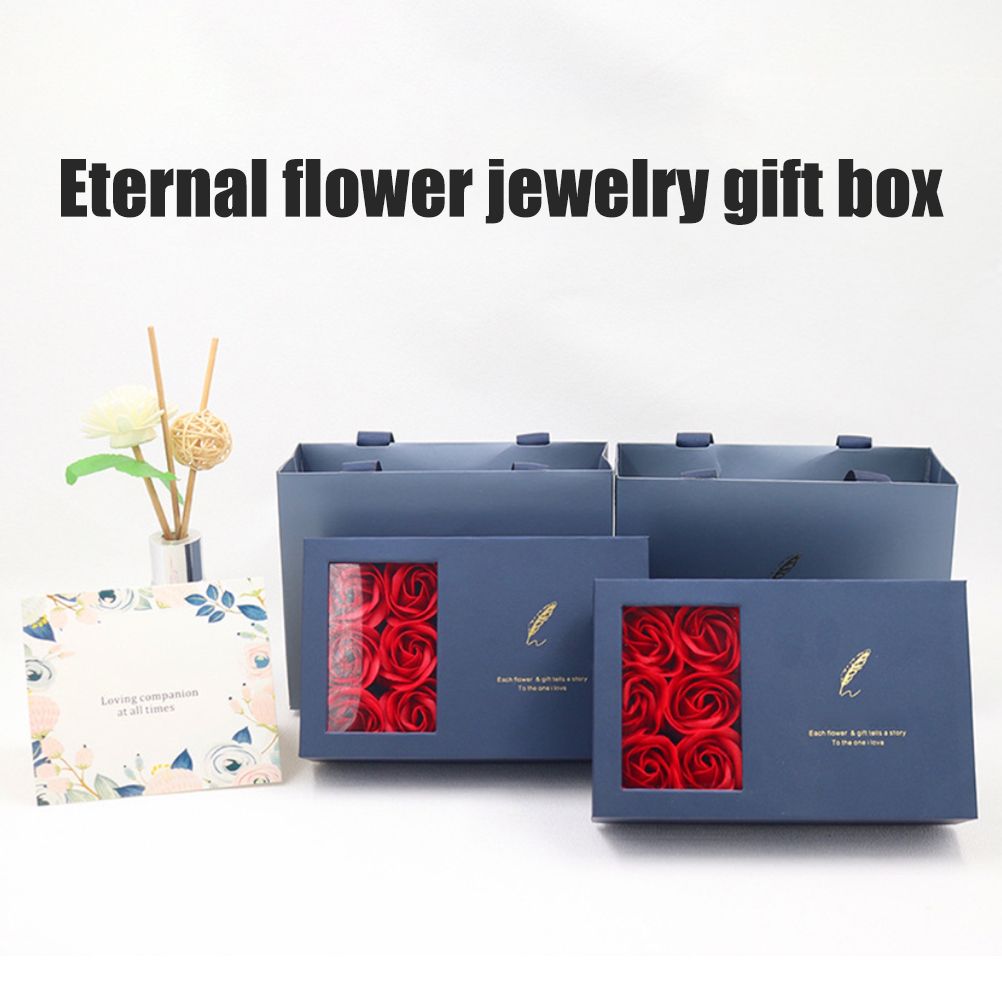 Rose Jewellery Gift Box Real Eternal Roses Handmade Rose Jewellery Storage Box for Girlfriend Wife Wedding Mother's Day - Image 3