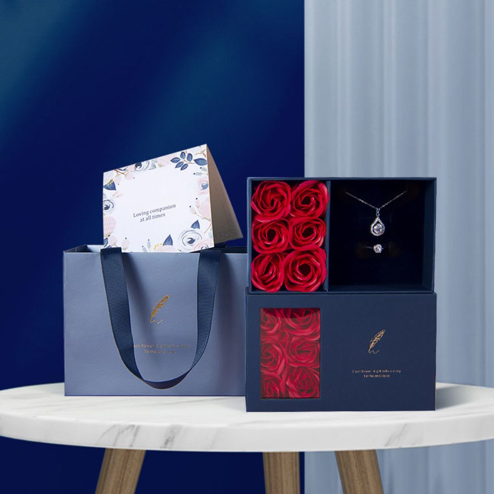 Rose Jewellery Gift Box Real Eternal Roses Handmade Rose Jewellery Storage Box for Girlfriend Wife Wedding Mother's Day - Image 4