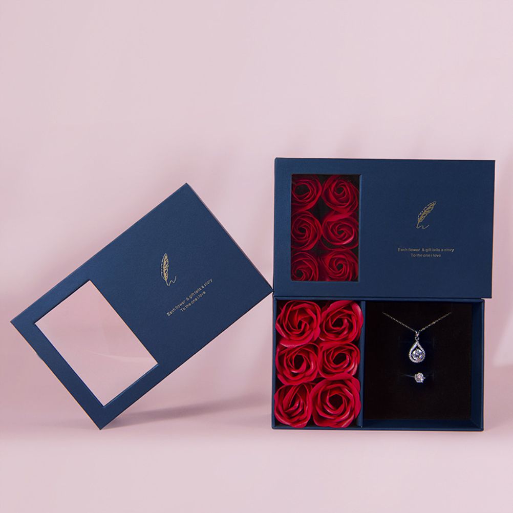 Rose Jewellery Gift Box Real Eternal Roses Handmade Rose Jewellery Storage Box for Girlfriend Wife Wedding Mother's Day - Image 5