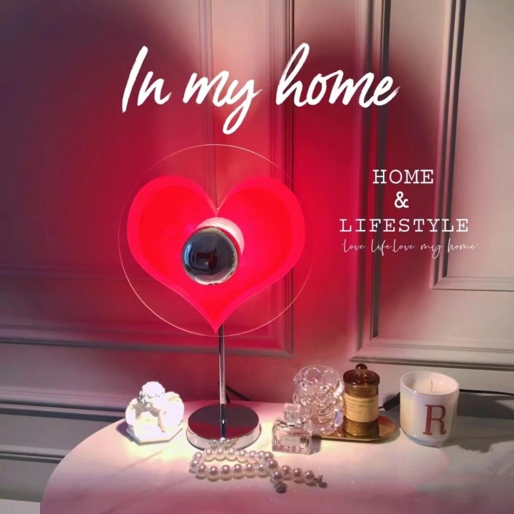 Love Heart Table Lamp Love Projection Lamp Heart Shaped LED Ambient Light Background Wall Decoration Gifts for Friends and Lovers - Image 2