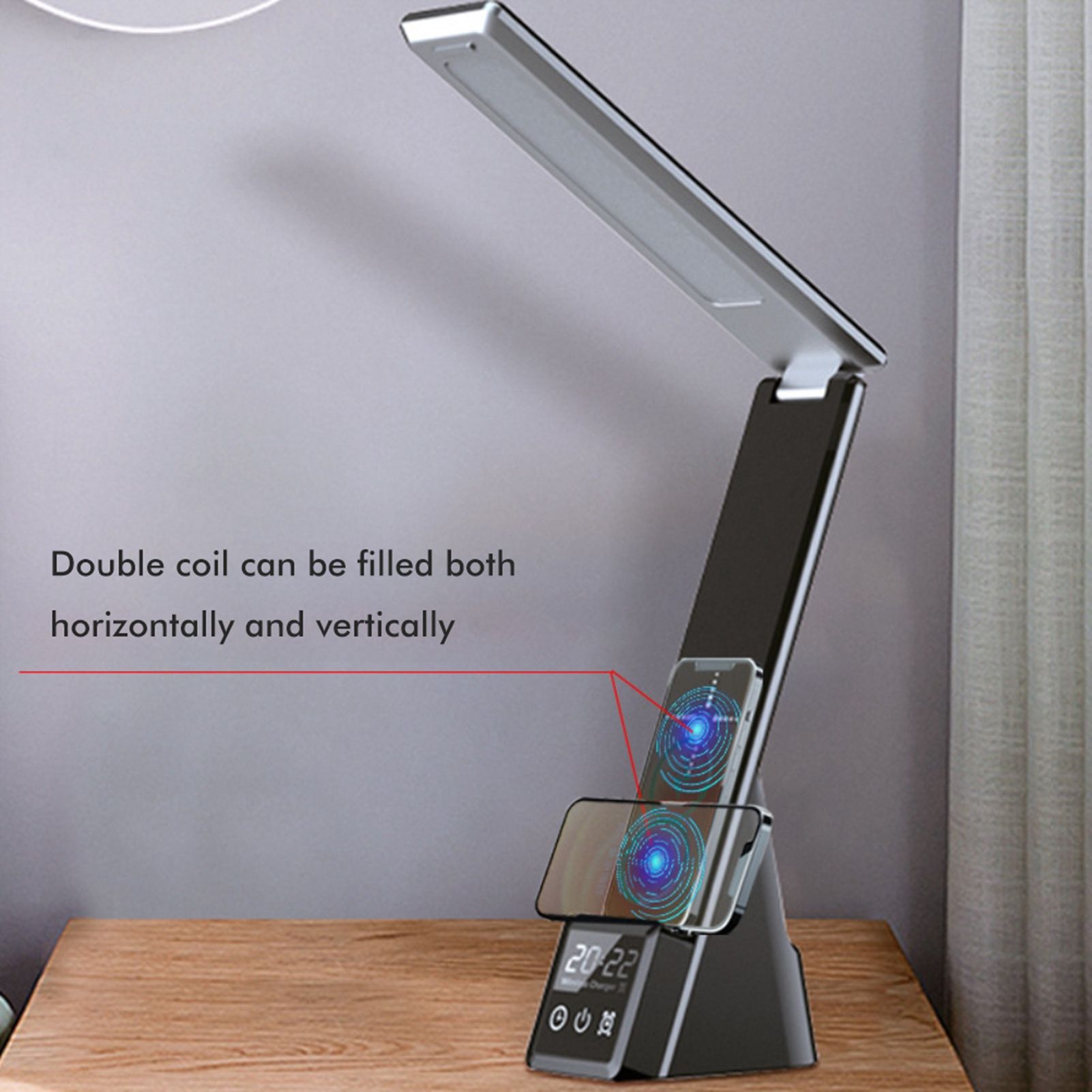 Eye Caring Desk Lamp with Wireless Charger Touch Dimming LED Table Lamps Folding Reading Light for Students - Image 3