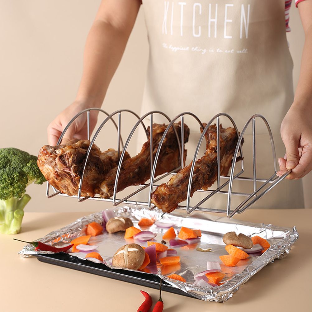 Stainless Steel Barbecue Bracket Rib Rack Barbecue Grilling Rack Non Stick Beef Steak Holder for Outdoor Picnic Barbecue Supplies - Image 4