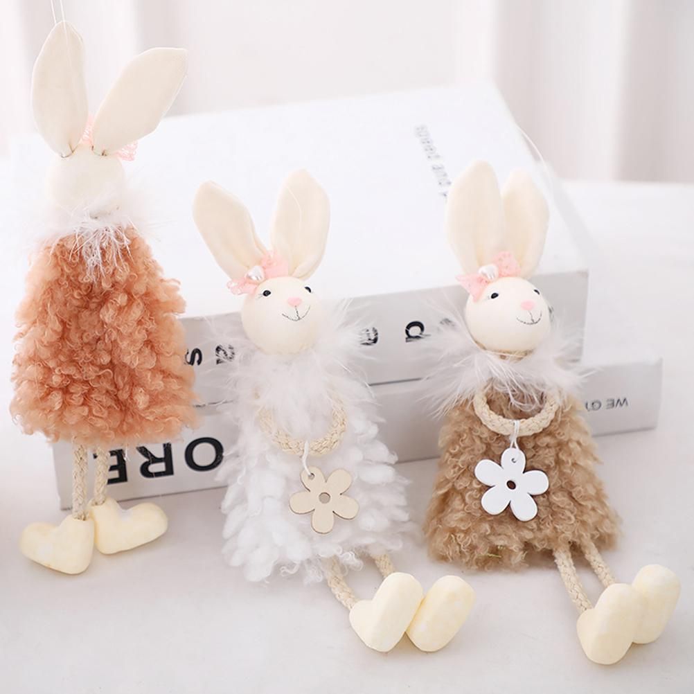 Cute Easter Hanging Bunny Ornaments Easter Bunny Figurine Decorations for Hanging on Trees Windows Easter Decor - Image 5