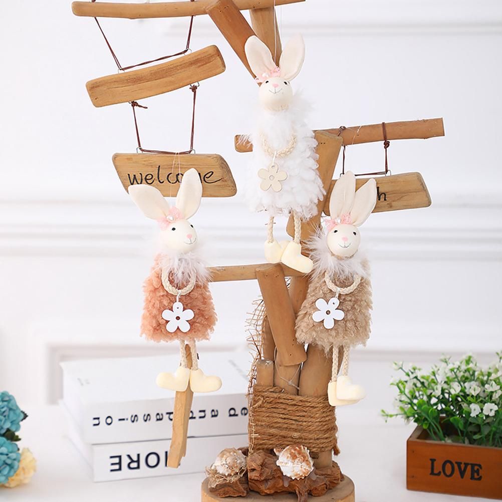 Cute Easter Hanging Bunny Ornaments Easter Bunny Figurine Decorations for Hanging on Trees Windows Easter Decor - Image 3