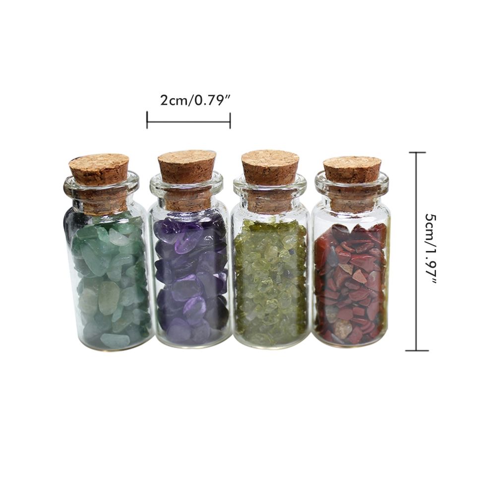 15Pcs Mini Wishing Bottles Chip Stone Set Crystal Tumbled Reiki Stones Collection Gift Home Decor - Image 2