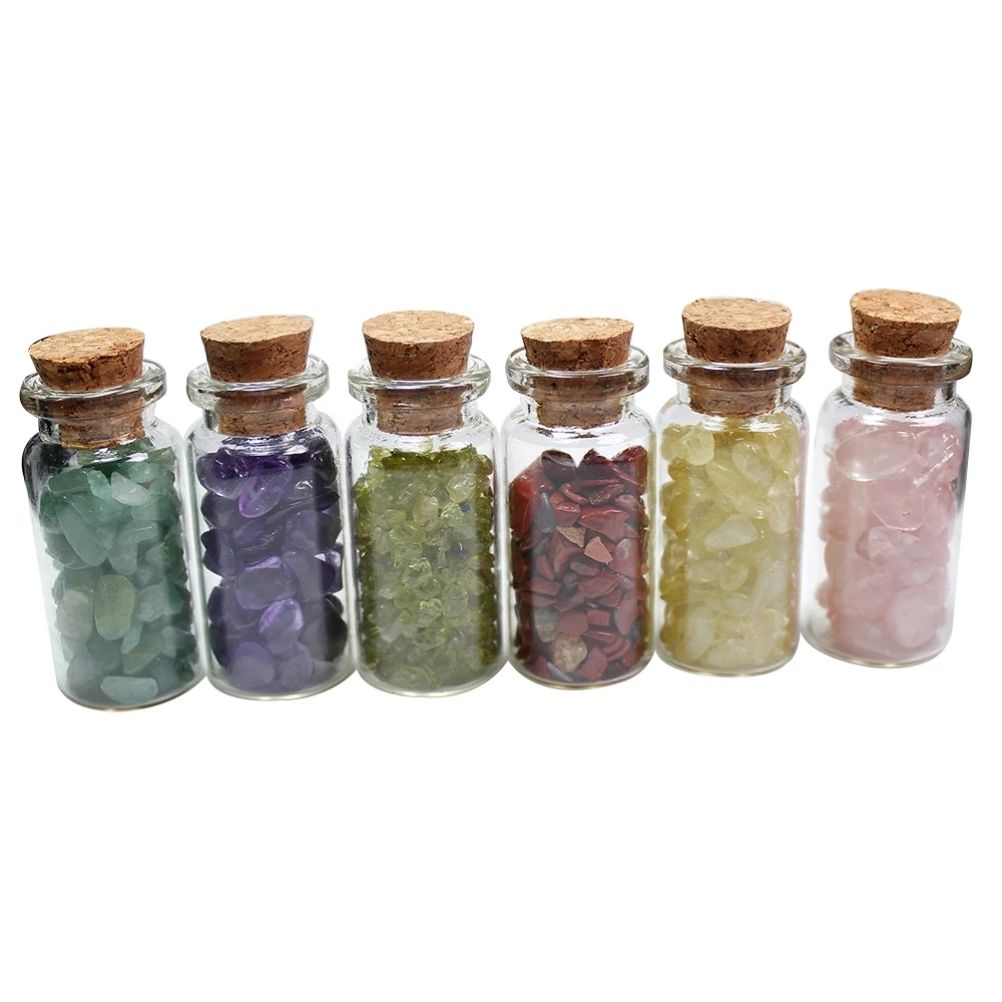 15Pcs Mini Wishing Bottles Chip Stone Set Crystal Tumbled Reiki Stones Collection Gift Home Decor - Image 3