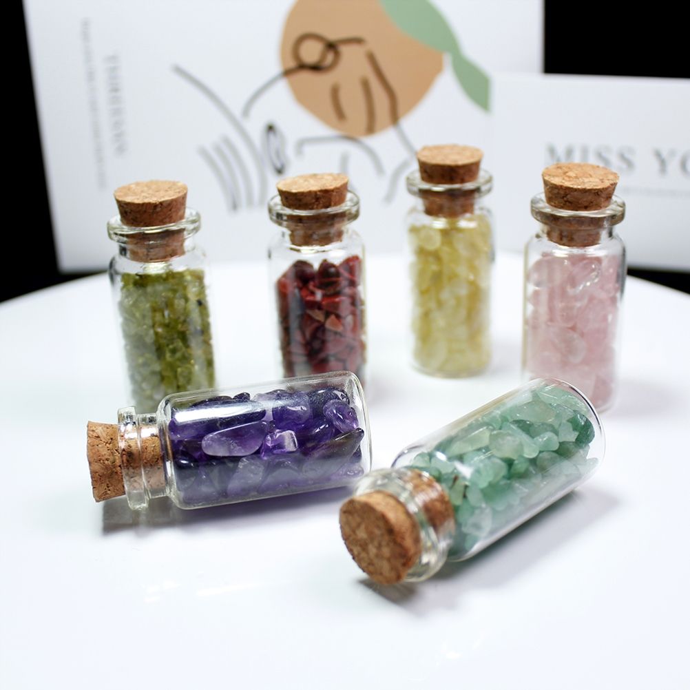 15Pcs Mini Wishing Bottles Chip Stone Set Crystal Tumbled Reiki Stones Collection Gift Home Decor - Image 5