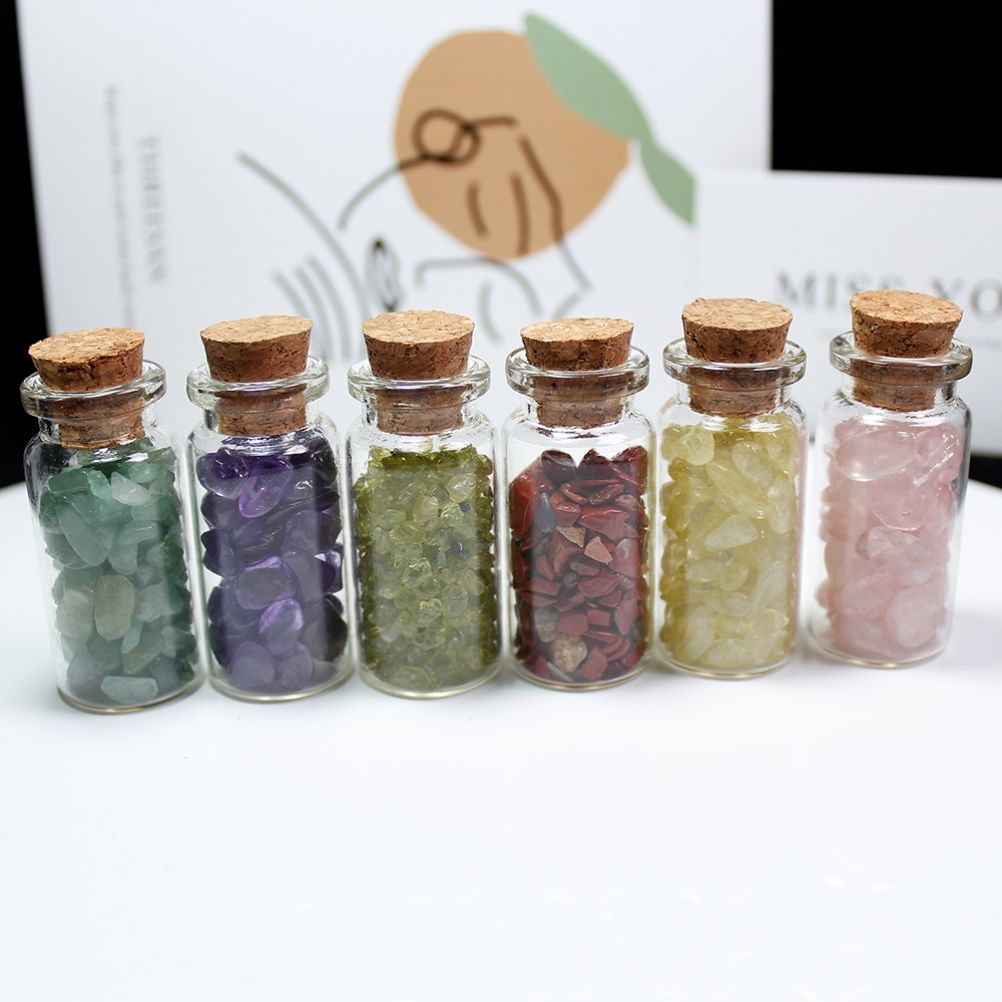 15Pcs Mini Wishing Bottles Chip Stone Set Crystal Tumbled Reiki Stones Collection Gift Home Decor - Image 6