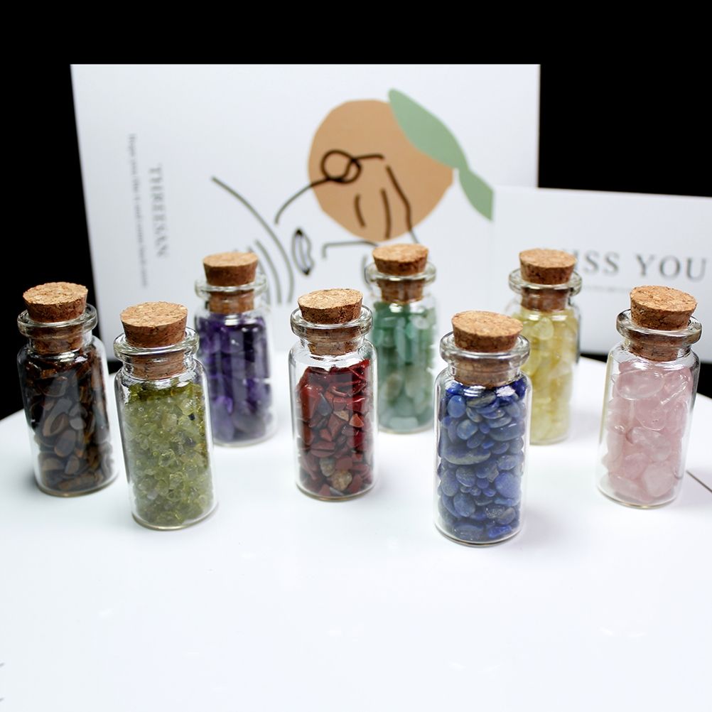 15Pcs Mini Wishing Bottles Chip Stone Set Crystal Tumbled Reiki Stones Collection Gift Home Decor - Image 7