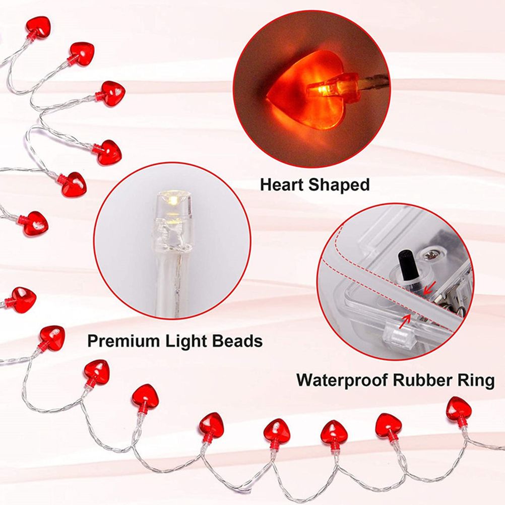 Love Heart Shaped String Lights 6 Meter 40 Leds Heart Love Valentine Lights for Wedding Party Birthday Home Decor - Image 3