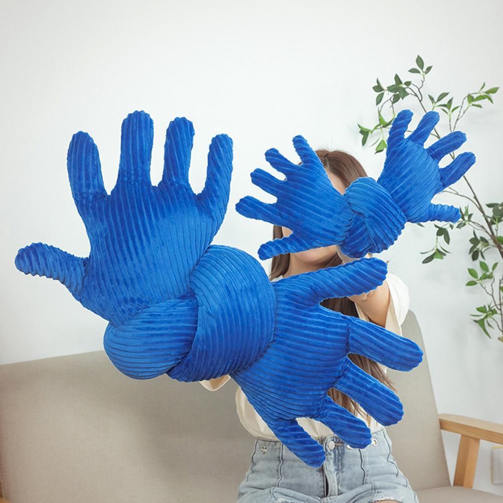 Blue Hand Shape Plush Pillows Long Strip Palm Cushion for Home Travel and Camping Sofa Pillows - Image 3