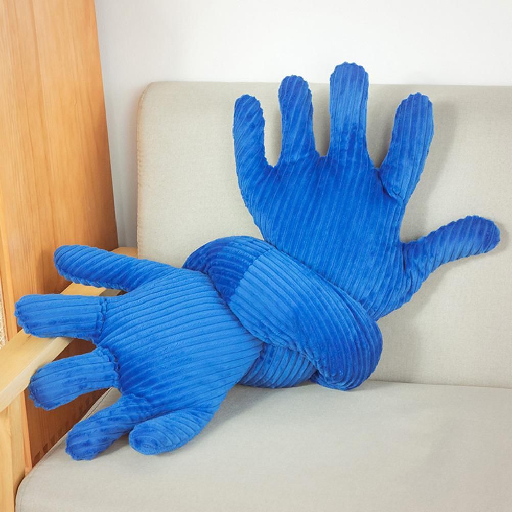 Blue Hand Shape Plush Pillows Long Strip Palm Cushion for Home Travel and Camping Sofa Pillows - Image 4