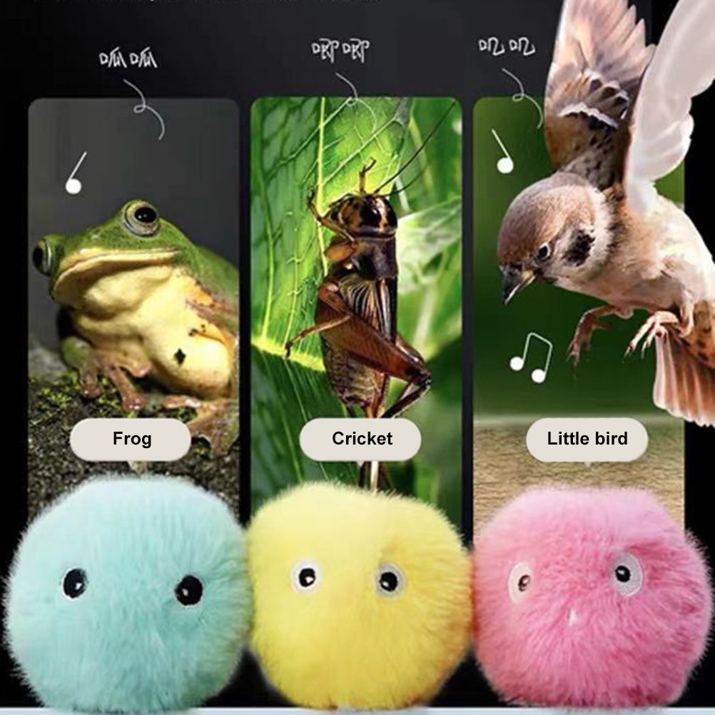 Plush Catnip Ball Cat Toy Lifelike Animal Chirping Sounds Interactive Cat Toys Soft Fluffy Plush Cat Ball Toys - Image 4
