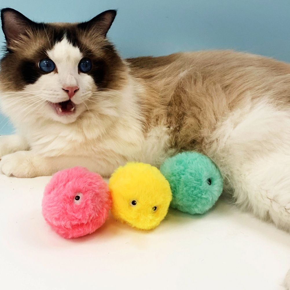 Plush Catnip Ball Cat Toy Lifelike Animal Chirping Sounds Interactive Cat Toys Soft Fluffy Plush Cat Ball Toys - Image 8