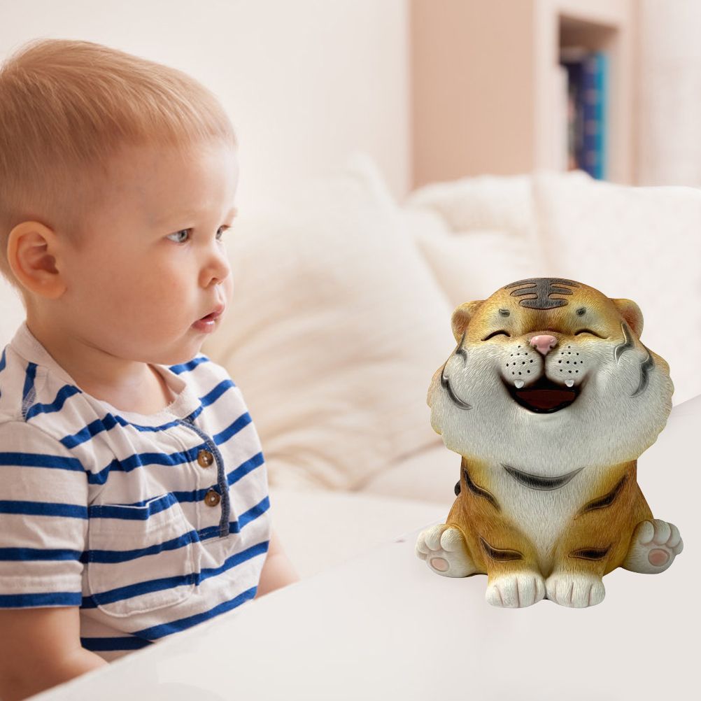 Coin Bank for Kids Must Break to Open Cute Animal Tiger Money Banks Resin Tiger Coin Saving Box Ornaments - Image 7