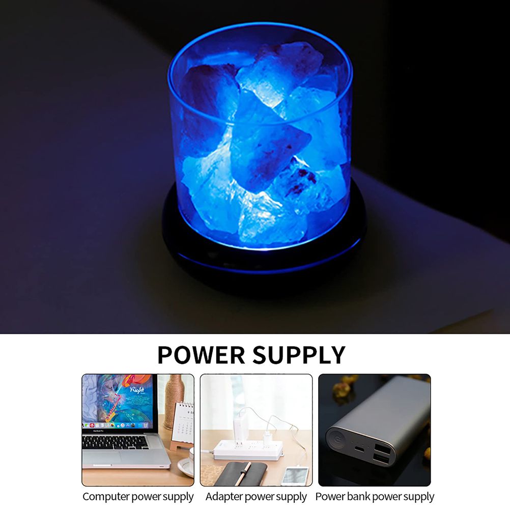 Salt Crystal Lamp Night Light USB Aroma Diffuser Salt Lamp Colorful Salt Crystal Lamp Fragrance Oil Diffuser for Office Yoga Bedroom - Image 4