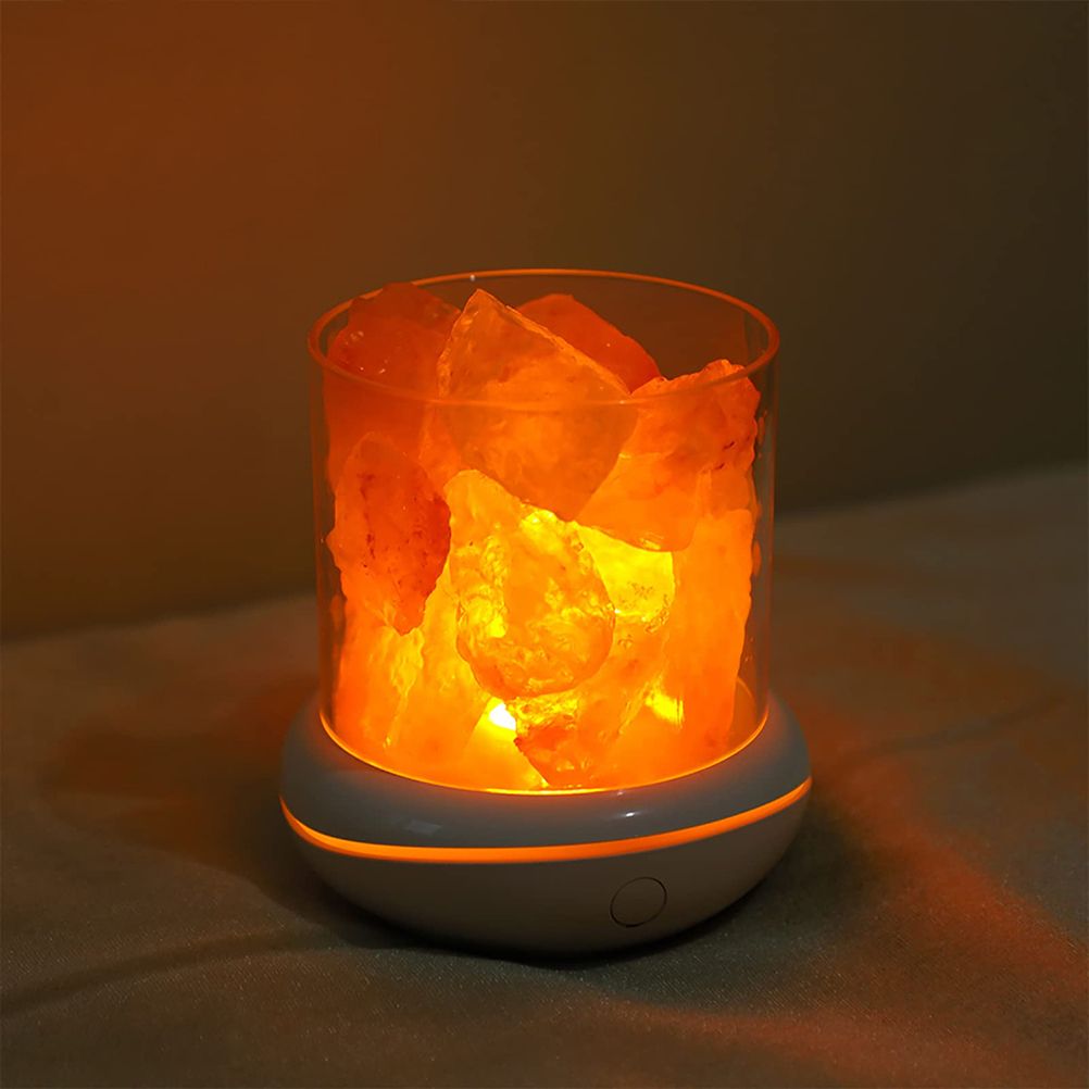 Salt Crystal Lamp Night Light USB Aroma Diffuser Salt Lamp Colorful Salt Crystal Lamp Fragrance Oil Diffuser for Office Yoga Bedroom - Image 1
