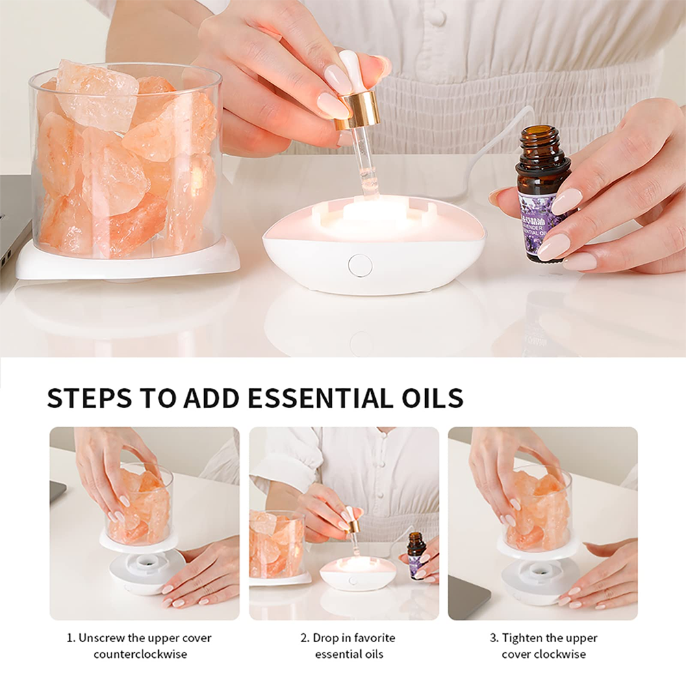 Salt Crystal Lamp Night Light USB Aroma Diffuser Salt Lamp Colorful Salt Crystal Lamp Fragrance Oil Diffuser for Office Yoga Bedroom - Image 3