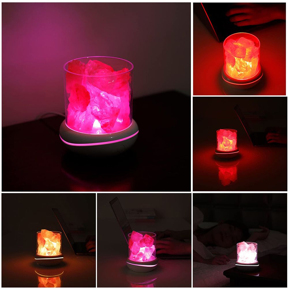 Salt Crystal Lamp Night Light USB Aroma Diffuser Salt Lamp Colorful Salt Crystal Lamp Fragrance Oil Diffuser for Office Yoga Bedroom - Image 7