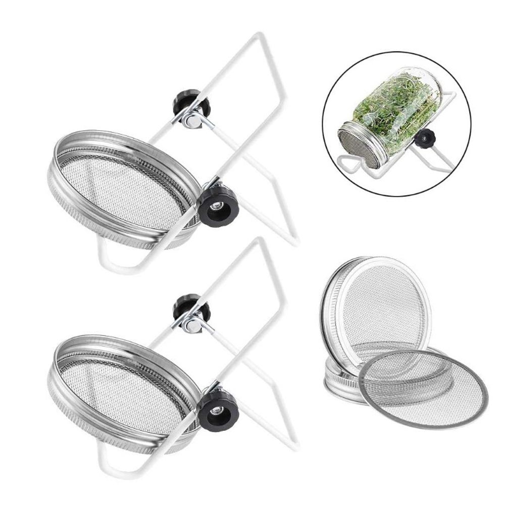 Sprouting Jar With Stainless Steel 304 Screen Lid Wide Mouth Quart Mason Sprouter - Image 1