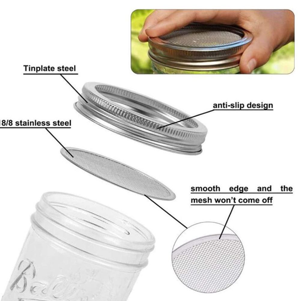 Sprouting Jar With Stainless Steel 304 Screen Lid Wide Mouth Quart Mason Sprouter - Image 6